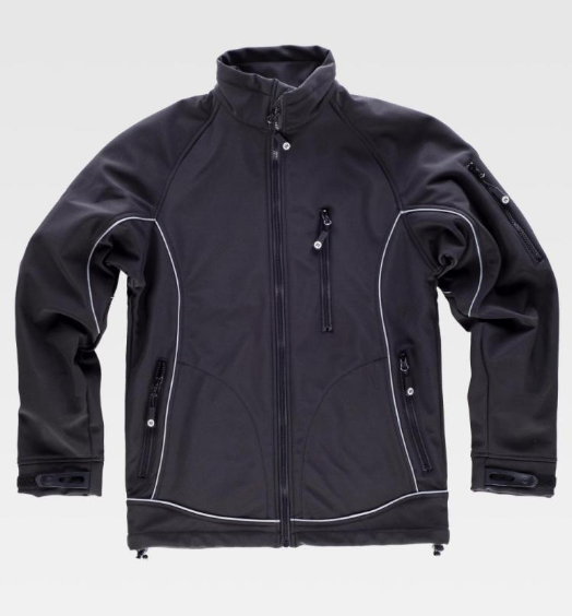 Jaqueta Workshell Workteam S9060 negra amb vius reflectants